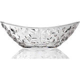 Elegant Crystal Serving Oval Bowl with Beautiful leaf design, Centerpiece For Home,Office,Wedding Decor, Fruit, Snack, Dessert, Server