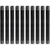 Supply Giant OQCM1212-10 Steel, Build Vintage DIY Furniture with Pre Cut Industrial Iron, Threaded Malleable 1/2 in x 10, Black Pipe Nipples (Pack of 10)