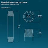 Supply Giant OQHM1211-4 Steel Nipple Pipe, Pack Of 4, Galvanized, 1/2" x 11"