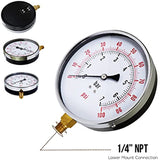 Supply Giant 4.5 Dial Utility Dry Water Pressure Gauge, Ideal for Swimming Pool Filter - Sprinkler-Spa-Well Pump - Aquarium - Water Hose, 14 NPT Lower Mount Connection, 0-100 Psi, Black(PG45100)