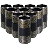 Supply Giant 3/4 Inch Black Pipe Nipple, Three Quarter Inch Malleable Steel Pipes Nipples Fitting, Build DIY Vintage Furniture, 3/4" x 3" (Pack Of 10)
