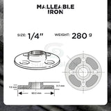 SUPPLY GIANT CNGM0036 Black Malleable Floor Flange with Four Screw Holes, 1/4 in, Grey