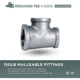 Supply Giant HNSU3636 1-1/4 X 1 X 1" Galvanized Malleable Reducing Tee With Female Threaded Fitting
