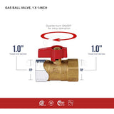 SUPPLY GIANT GUHW-03G03G Gas Ball Valve with 1 Inch FIP x 1 Inch FIP Fittings for Gas Connectors with Quarter-Turn Lever Handle, Brass Construction, Excellent Corrosion Resistance, CSA Approved