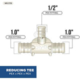 Supply Giant QQSU1033 Plastic PEX Poly Alloy Reducing Tee Barb Pipe Fitting 1 x 1 x 1/2 Inches