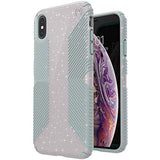 Speck Products Presidio Grip + Glitter iPhone Xs Max Case, Whitestone Grey Glitter/Blue, 131555-8537