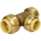 Supply Giant VQFU341212 2 Reducing Tee Pipe Fittings Push to Connect Pex Copper, CPVC, 3/4 x 1/2 x 1/2 Inch, Brass