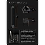 Supply Giant QDCM1518-5 2 Inch Black, One and Half Inch Malleable Steel Pipes Fitting Build DIY Vintage Furniture, 1-1/2" x 18" (Pack of 5), 2 inch x 18 inch, 5 Pack