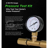 Supply Giant QUL 0-160 PSI Water Pressure Test Kit with Snifter Valve and Swivel Hose Connector, Brass