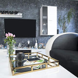 Elegant Mirror Vanity Tray, Gold Perfume Tray with Side Rails Ideal for Makeup, Jewelry and Bathroom Counter - Square Mirrored Tray Makes A Great Gift - 16 Inch
