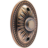 IQ America DP1230A Over-sized Wired Antique Copper Bronze Plated Surface Mounted Traditional Lighted Doorbell Pushbutton Chrome Push Button with Acrylic Ring
