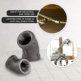 SUPPLY GIANT CNGG0100 1" 45 Degree Malleable Iron Elbow Fitting for High Pressures with Female Thread Connects and Black Finish, 1