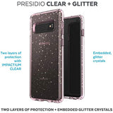 Speck Products Presidio Clear+Glitter Samsung Galaxy S10 Case, Glitter Bella Pink with Gold Glitter/Bella Pink