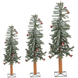Sterling Inc. Unlit Frosted Alpine Artificial Christmas Tree (Set of 3) Color: White/Red