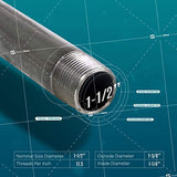 Supply Giant OQHM1500-10 Pre Cut Industrial Closed Steel Nipple, Connectors, Used To Build Vintage Furniture, Threaded Pipes and Fittings, 1-1/2'' x 1", Galvanized (Pack of 10), 1-1/2" x 1"
