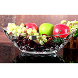Elegant Crystal Serving Oval Bowl with Beautiful leaf design, Centerpiece For Home,Office,Wedding Decor, Fruit, Snack, Dessert, Server