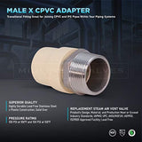 Supply Giant TTDQN336 Male x CPVC Adapter Transition Pipe Fitting; Durable Over Molded One-Piece Design; 1-1/4 in.; Lead Free Stainless Steel