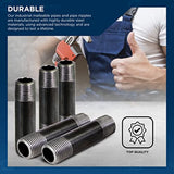 Supply Giant OQCM1212-10 Steel, Build Vintage DIY Furniture with Pre Cut Industrial Iron, Threaded Malleable 1/2 in x 10, Black Pipe Nipples (Pack of 10)