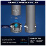 Supply Giant 3962 Flexible PVC Pipe Cap with Stainless Steel Clamps, 4", Black