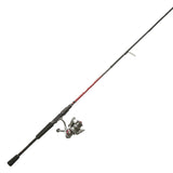 Quantum Optix Spinning Reel and Fishing Rod Combo, 7-Foot 2-Piece Graphite Composite Fishing Pole, Split-Grip EVA Rod Handle, Size 40 Reel, Changeable Right- or Left-Hand Retrieve, Silver