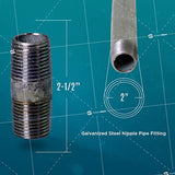 Supply Giant OQHM2025-10 Steel Nipple Pipe, 2" x 2-1/2'', Galvanized, 2-1/2"