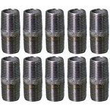 Supply Giant OQHM1420-10 Pre Cut Industrial Steel Nipple Malleable Connectors, Used To Build Vintage Furniture, Quarter Inch Threaded Pipes and Fittings, 1/4'' x 2", Galvanized (Pack of 10), 1/4" x 2"