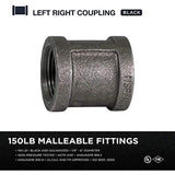 Supply Giant CNMS0034 1/2"" Black Malleable Iron Straight Left/Right Coupling"