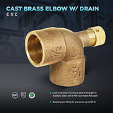 Supply Giant DDEM0340 3/4" Cast Lead Free Brass 90 Degree Elbow with Sweat Connects and Drain Caps, 27