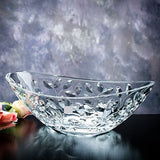 Elegant Crystal Serving Oval Bowl with Beautiful leaf design, Centerpiece For Home,Office,Wedding Decor, Fruit, Snack, Dessert, Server