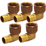 Supply Giant QGTM1212-5 PEX Barb X FIP 90 Degree Swivel Elbow Pipe Fitting, 1/2''x1/2'', Brass, Pack of 5, 1/2x1/2