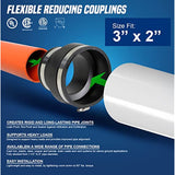 Supply Giant 6I5Ix2 Flexible Pvc Reducing Coupling with Stainless Steel Clamps 6 x 4 inch Black (pack of 2), 6 x 4