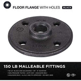 SUPPLY GIANT CNGM0036 Black Malleable Floor Flange with Four Screw Holes, 1/4 in, Grey