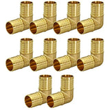 Supply Giant QYMO0038-10 X PEX 90 Degree Elbow Barb Pipe Fitting 3/8" Brass (pack of 10), 3/8 Inch
