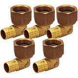 Supply Giant QGTM3434-5 PEX Barb X FIP 90 Degree Swivel Elbow Pipe Fitting X 3/4" Brass (Pack of 5), 3/4x3/4