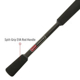 Quantum Optix Spinning Reel and Fishing Rod Combo, 7-Foot 2-Piece Graphite Composite Fishing Pole, Split-Grip EVA Rod Handle, Size 40 Reel, Changeable Right- or Left-Hand Retrieve, Silver