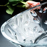 Elegant Crystal Serving Oval Bowl with Beautiful leaf design, Centerpiece For Home,Office,Wedding Decor, Fruit, Snack, Dessert, Server