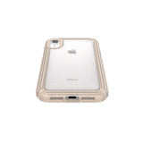 Speck Products Presidio V-Grip iPhone XR Case, Clear with Gold Glitter/Calfskin Brown (120253-7730)