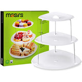 Masirs Collapsible Party Tray, 3 Tier, The Decorative Plastic Appetizer Trays Twist Down & Fold Inside, Minimal Storage Space, An Elegant Tray for Serving Sandwiches, Cake, Sliced Cheese and Deli Meat