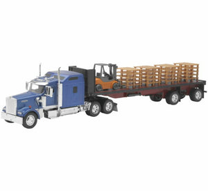 Kenworth Flatbed W/ Forklift and Pallet by New Ray