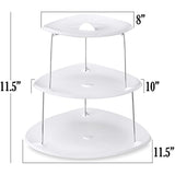 Masirs Collapsible Party Tray, 3 Tier, The Decorative Plastic Appetizer Trays Twist Down & Fold Inside, Minimal Storage Space, An Elegant Tray for Serving Sandwiches, Cake, Sliced Cheese and Deli Meat