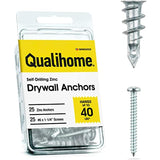 Qualihome Small Mini N.6 Zinc Self Drilling Drywall Anchors with Screws Kit