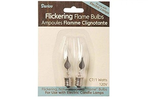 Darice 2 Piece Flame Tip 1W Flicker Bulbs, Clear