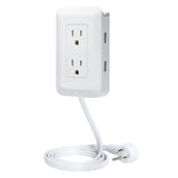 Ontel Presto Plug Outlet Extender for Relocating Unreachable Power Outlets, 4ft Cord, Sticks Easily on Wall, Provides Surge Protection, 2 AC Outlets, 2 USB Ports & Built-in Shelf