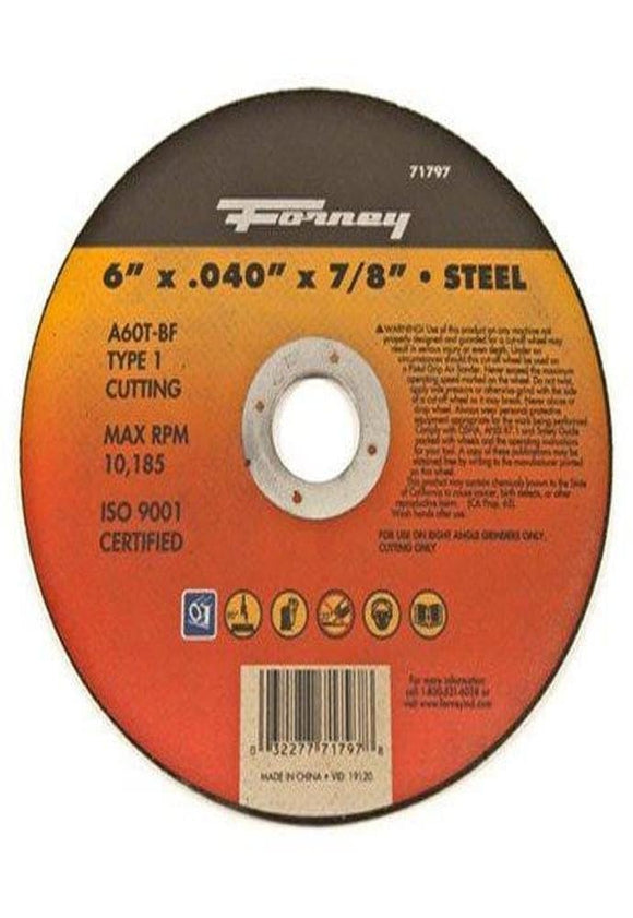 Forney 71797 Cut-Off Wheel with 7/8-Inch Arbor, Metal Type 1, A60T-BF, 6-Inch-by-0.040-Inch