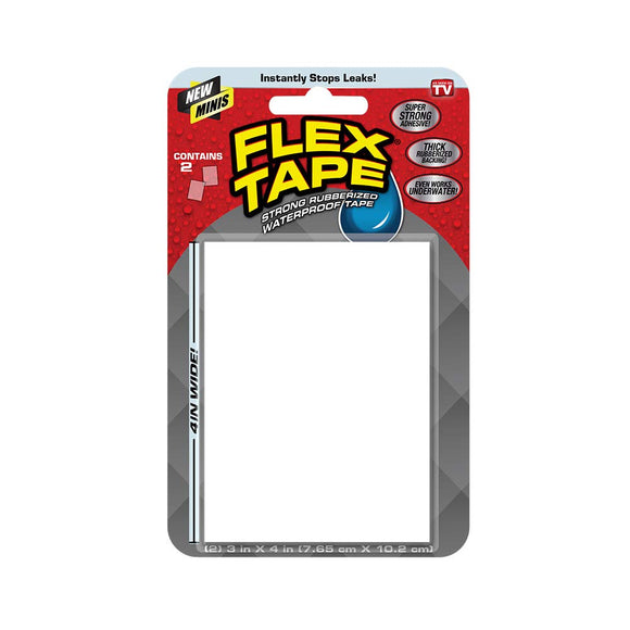 Flex Tape, Mini, White, Original Thick Flexible Rubberized Waterproof Tape - Seal and Patch Leaks, Works Underwater, Indoor Outdoor Projects - Home RV Roof Plumbing and Pool Repairs