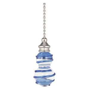 Westinghouse 77126 - 12" Brushed Nickel Beaded Chain with Clear & Blue Drizzle Glass Handle (77126)