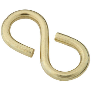 National Hardware N121-459 V2073 Closed S Hooks in Solid Brass, 2 pack, #811, 1-1/4"