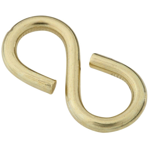 National Hardware N121-459 V2073 Closed S Hooks in Solid Brass, 2 pack, #811, 1-1/4