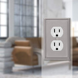 Amerelle 77DBN Metro Line Wallplate, 1 Duplex Outlet, Cast Metal, Brushed Nickel, 1-Pack, Double Toggle