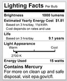 Satco S8204 15 Watt (60 Watt) 950 Lumens Mini Spiral CFL Soft White 2700K GU24 Base Light Bulb